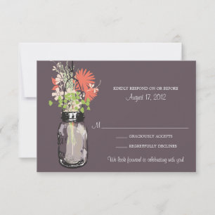 Cartão RSVP Mason Jar & Wildflower