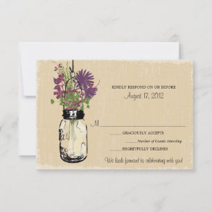Cartão RSVP Mason Jar & Wildflower