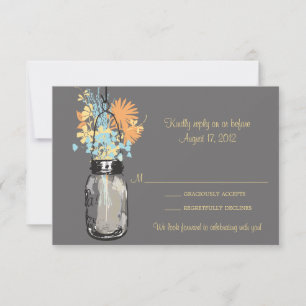 Cartão RSVP Mason Jar & Wildflower