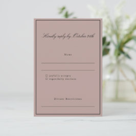 Cartão RSVP Mauve de Casamento Elegante de Script de Fronteira