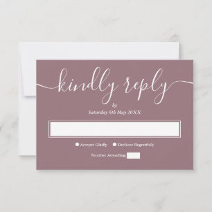 Cartão RSVP Mauve Moderno Minimalista Elegante Script