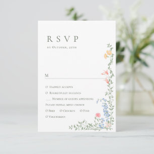 Cartão RSVP Meadow Pastel Rosas Franceses Casamento Floral