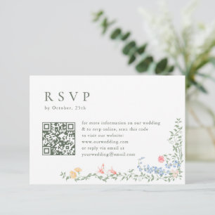 Cartão RSVP Meadow Pastel Rosas Franceses Casamento Floral