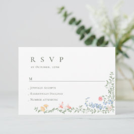 Cartão RSVP Meadow Pastel Rosas Franceses Casamento Floral