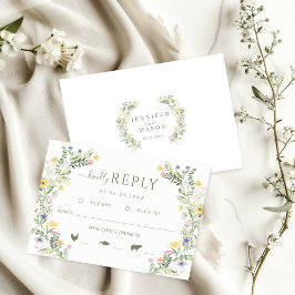 Cartão RSVP Meadow Wild Flower Rustic Weding gentilmente Respo