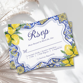 Cartão RSVP Mediterranean Wedding Style with Italian Tiles