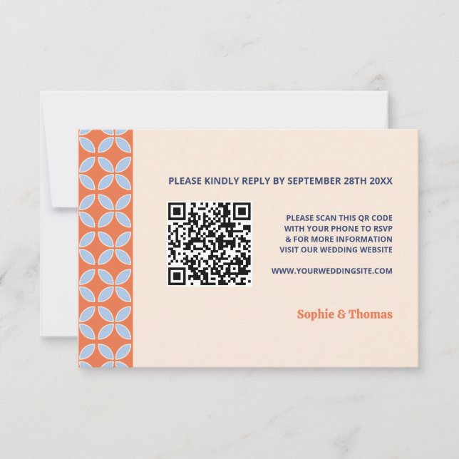 Cartão RSVP Meio século Retro Wedding (Frente)