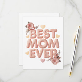 Cartão RSVP Melhor Mãe do Mundo Design Floral 3D | Presente pa