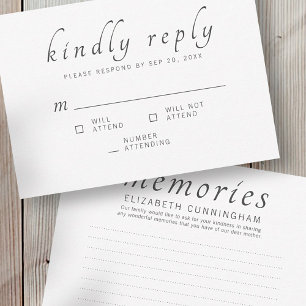 Cartão RSVP Memórias Clássicas do Funeral Memorial gentilmente