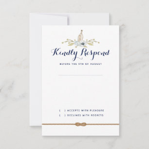Cartão RSVP Mensagem Náutica de Casamento num Formal de Garraf