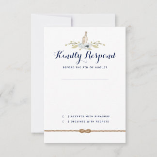 Cartão RSVP Mensagem Náutica de Casamento num Formal de Garraf