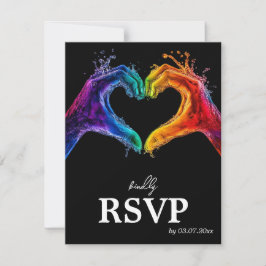 Cartão RSVP 🌈❤️MENU +QR Casamento Coração do Orgulho