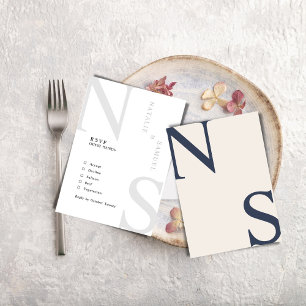 Cartão RSVP Merino Minimalista e Elegante Boas Iniciais Casame