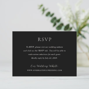 Cartão RSVP Merrin Black Elegant Wedding