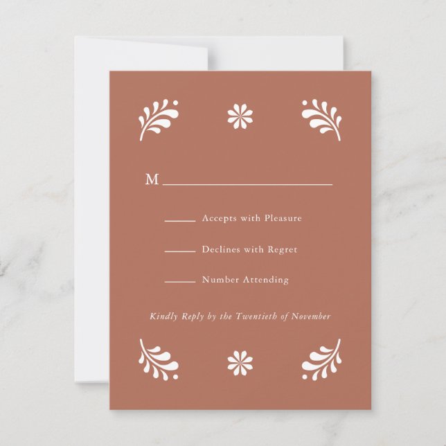 Cartão RSVP Mexicano Terra Cotta (Frente)