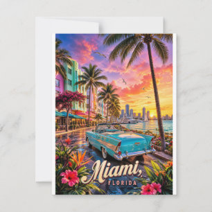 Cartão RSVP Miami Florida Orla Pôr do Sol