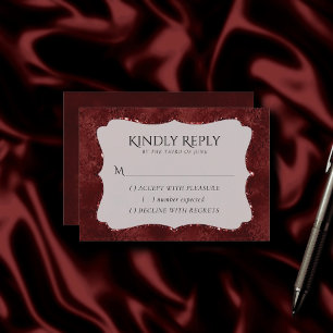 Cartão RSVP Midnight Henna Romance   Red Satinge Damask