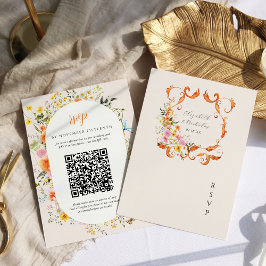 Cartão RSVP Midsummer | Crista de Casamento Florais Românticos