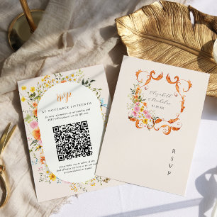 Cartão RSVP Midsummer Crista de Casamento Florais Românticos