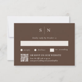 Cartão RSVP Minimal and Chic Brown | Traditional and QR Code