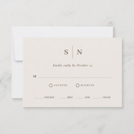 Cartão RSVP Minimal and Chic | Neutral Warm White Meal Choice