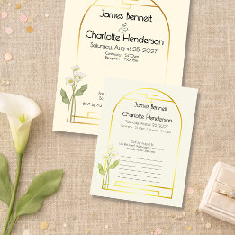 Cartão RSVP Minimal Art Nouveau Gold Arch Calla Lily Wedding