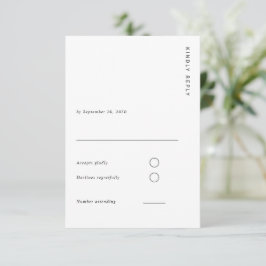 Cartão RSVP Minimal & Chic White Modern Simple Wedding