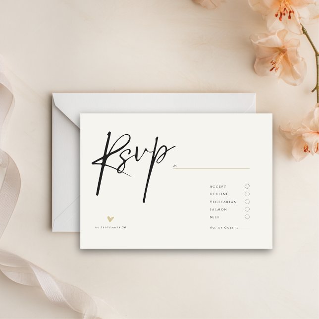 Cartão RSVP Minimal Elegant Calligraphy Typo Wedding  (Criador carregado)