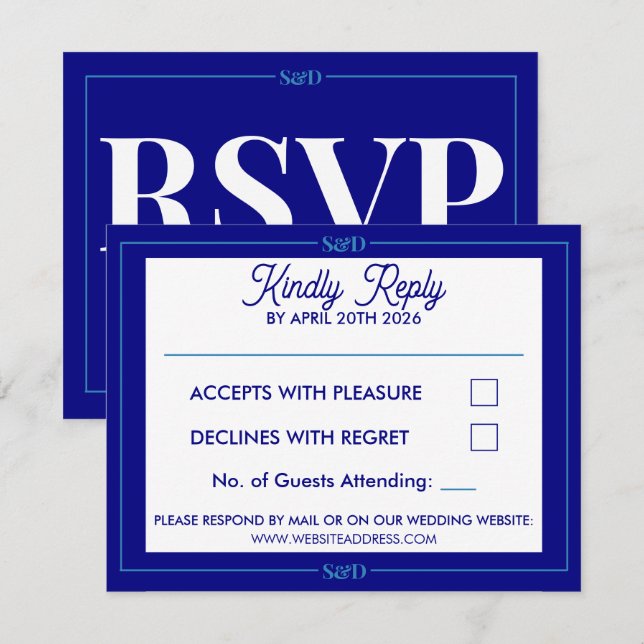Cartão RSVP Minimal Modern Editable Wedding (Frente/Verso)