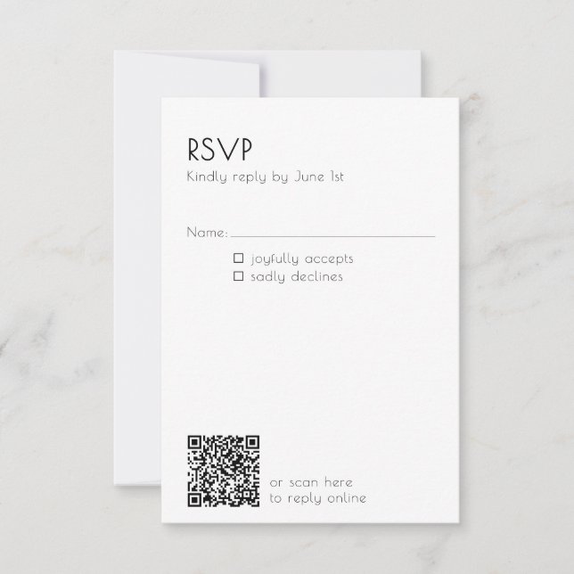 Cartão RSVP Minimal QR Code Mailing Wedding Details Modern  (Frente)