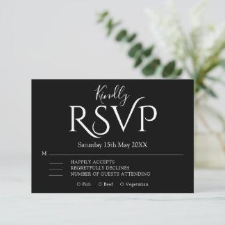 Cartão RSVP Minimal Simple modern Elegant Wedding 