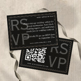 Cartão RSVP Minimalist Black Tie Formal Wedding QR Code