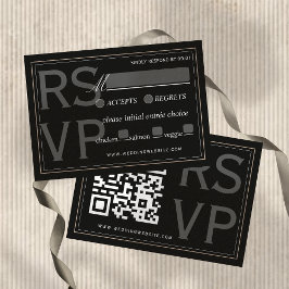 Cartão RSVP Minimalist Black Tie Formal Wedding QR Code
