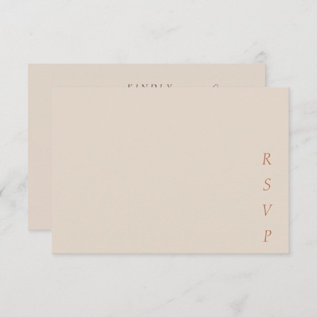 Cartão RSVP Minimalist Copper Desert Cocoa Script Wedding (Frente/Verso)