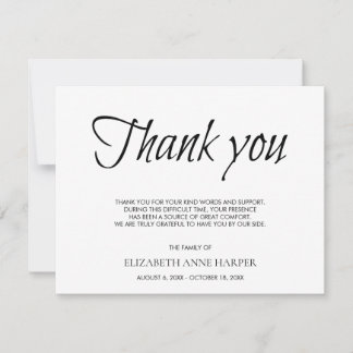 Cartão RSVP Minimalist Elegant Script Funeral Thank You Card