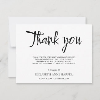 Cartão RSVP Minimalist Elegant Script Funeral Thank You Card