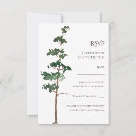 Cartão RSVP Minimalist Watercolor Spruce Wedding