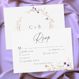Cartão RSVP Minimalist Wildflower Romantic Botanical Wedding