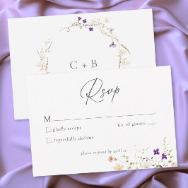Cartão RSVP Minimalist Wildflower Romantic Botanical Wedding