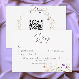 Cartão RSVP Minimalist Wildflower Romantic Botanical Wedding