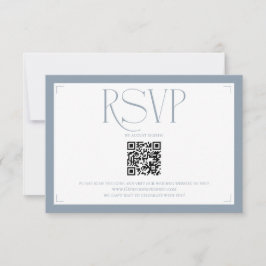 Cartão RSVP Minimalista Azul Poeirento Monograma Casamento Ele
