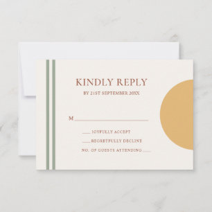 Cartão RSVP Minimalista Boho Arcos de Terracota Amarela Casame