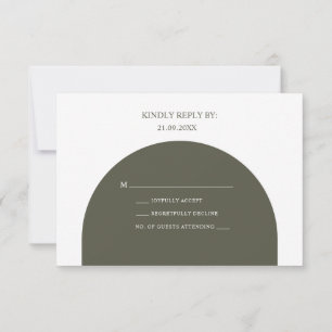 Cartão RSVP Minimalista Boho Retro Verde Salvia Arco Casamento