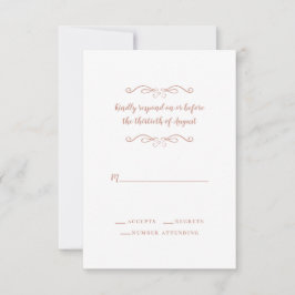 Cartão RSVP Minimalista Clássico Elegante de Casamento Dourado