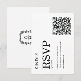 Cartão RSVP minimalista clássico simples QR preto & branco RSV