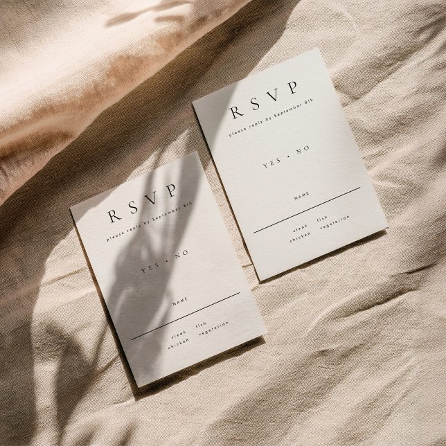 Cartão RSVP minimalista com opção de refeição (Criador carregado)