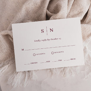 Cartão RSVP Minimalista e Chic   Escolha de Refeição Branco e 