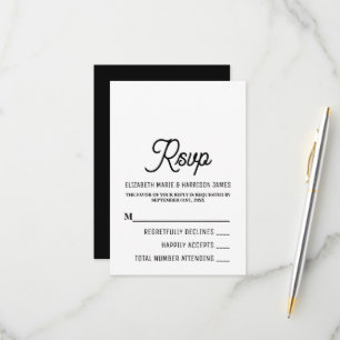 Cartão RSVP Minimalista - Preto e Branco - Casamento