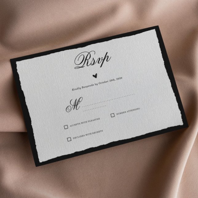 Cartão RSVP Minimalista preto e branco simples (Criador carregado)