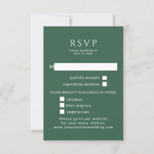 Cartão RSVP Minimalista. Vice-presidente de casamento verde co